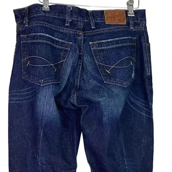 EAST WEST EW Mens 38 X 32 Buttonfly Hand Finished Boot Jeans Cotton Blue Y2K - Picture 1 of 11